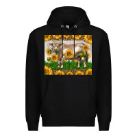 Black Western Charolais Bull With Sunflowers Premium Hoodie - LillyAllenDesigns