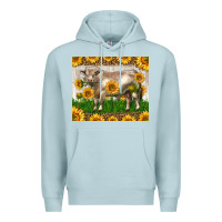 Blue Mist Western Charolais Bull With Sunflowers Premium Hoodie - LillyAllenDesigns