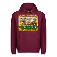 Western Charolais Bull With Sunflowers Premium Hoodie | Teevron