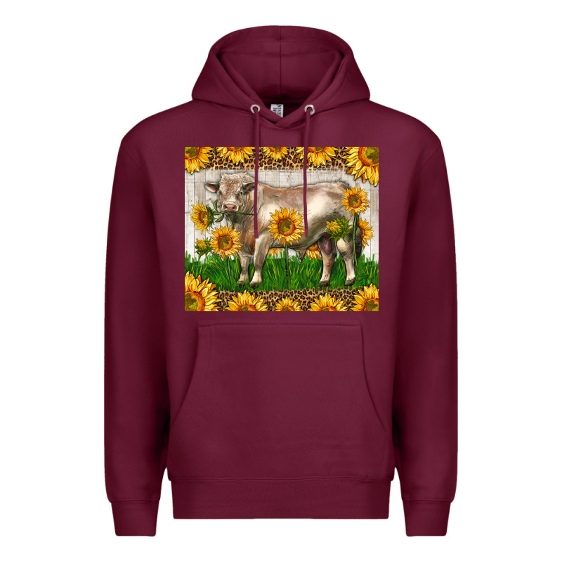 Western Charolais Bull With Sunflowers Premium Hoodie by LillyAllenDesigns | Teevron