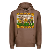 Chestnut Western Charolais Bull With Sunflowers Premium Hoodie - LillyAllenDesigns