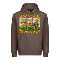 Coffee Western Charolais Bull With Sunflowers Premium Hoodie - LillyAllenDesigns