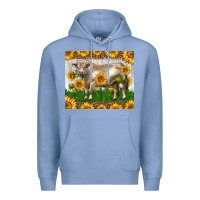 Colony Blue Western Charolais Bull With Sunflowers Premium Hoodie - LillyAllenDesigns