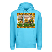 Ocean Blue Western Charolais Bull With Sunflowers Premium Hoodie - LillyAllenDesigns