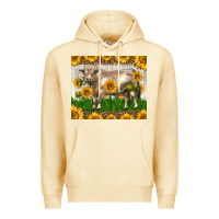 Pina Colada Western Charolais Bull With Sunflowers Premium Hoodie - LillyAllenDesigns
