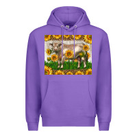 Purple Western Charolais Bull With Sunflowers Premium Hoodie - LillyAllenDesigns