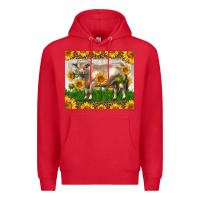 Red Western Charolais Bull With Sunflowers Premium Hoodie - LillyAllenDesigns