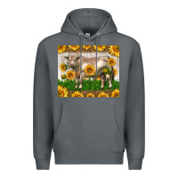 Rock Western Charolais Bull With Sunflowers Premium Hoodie - LillyAllenDesigns