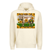 Sandshell Western Charolais Bull With Sunflowers Premium Hoodie - LillyAllenDesigns