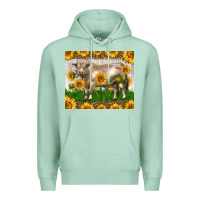 Seafoam Western Charolais Bull With Sunflowers Premium Hoodie - LillyAllenDesigns