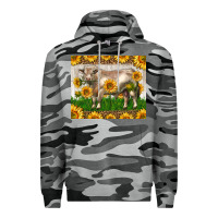 Slate Camo Western Charolais Bull With Sunflowers Premium Hoodie - LillyAllenDesigns