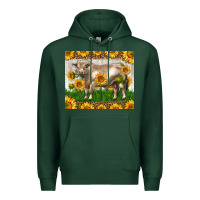 Sports Green Western Charolais Bull With Sunflowers Premium Hoodie - LillyAllenDesigns