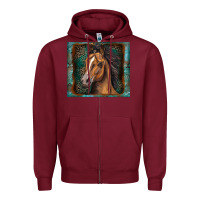 Burgundy western horse Zipper Hoodie - Zillion Design Studio
