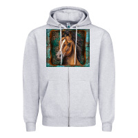 Heather Grey western horse Zipper Hoodie - Zillion Design Studio