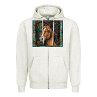Oatmeal Heather western horse Zipper Hoodie - Zillion Design Studio