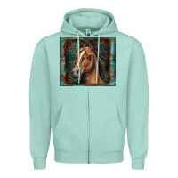 Seafoam western horse Zipper Hoodie - Zillion Design Studio