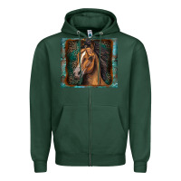 Sports Green western horse Zipper Hoodie - Zillion Design Studio