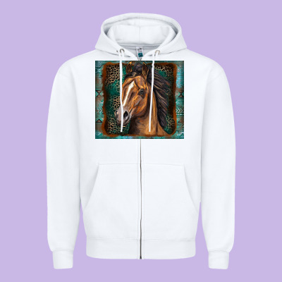 Western Horse Zipper Hoodie Designed By Zillion Design Studio