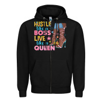 Black hustle like a boss live like a queen Zipper Hoodie - texasbilliewilder
