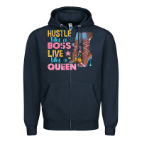 Navy hustle like a boss live like a queen Zipper Hoodie - texasbilliewilder