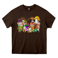 Chocolate Brown Halloween Western Boo Coffee Cups Heavy Core Tee - CowhideDigitalArt