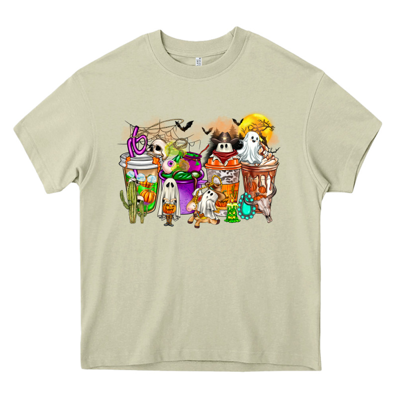 Halloween Western Boo Coffee Cups Heavy Core Tee by CowhideDigitalArt | Teevron