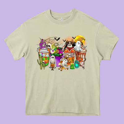 Halloween Western Boo Coffee Cups Heavy Core Tee Designed By Cowhidedigitalart