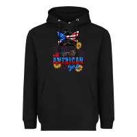 Black All American girl 4th of July Heavyweight Hoodie - CowGirlArtShop
