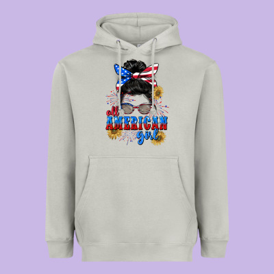 All American Girl 4th Of July Heavyweight Hoodie Designed By Cowgirlartshop