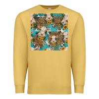 Antique Gold charolais cow and sunflowers seamless pattern Premium Sweatshirt - HRA Design Shop