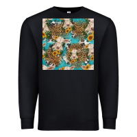 Black charolais cow and sunflowers seamless pattern Premium Sweatshirt - HRA Design Shop