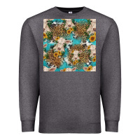 Charcoal Heather charolais cow and sunflowers seamless pattern Premium Sweatshirt - HRA Design Shop