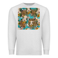 Oatmeal Heather charolais cow and sunflowers seamless pattern Premium Sweatshirt - HRA Design Shop