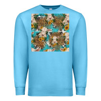 Ocean Blue charolais cow and sunflowers seamless pattern Premium Sweatshirt - HRA Design Shop