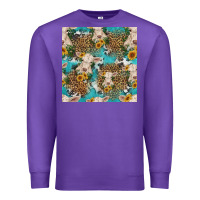 Purple charolais cow and sunflowers seamless pattern Premium Sweatshirt - HRA Design Shop