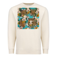 Sandshell charolais cow and sunflowers seamless pattern Premium Sweatshirt - HRA Design Shop