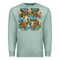 Seafoam charolais cow and sunflowers seamless pattern Premium Sweatshirt - HRA Design Shop