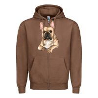 Chestnut French bulldog sitting Zipper Hoodie - RanaPortraitStore