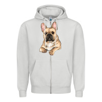 Dove Grey French bulldog sitting Zipper Hoodie - RanaPortraitStore