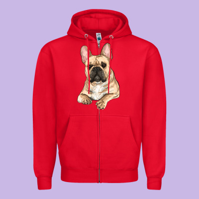 Zipper Hoodie French bulldog sitting