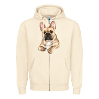 Sandshell French bulldog sitting Zipper Hoodie - RanaPortraitStore