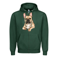 Sports Green French bulldog sitting Zipper Hoodie - RanaPortraitStore