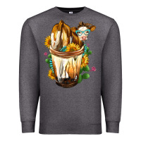 Charcoal Heather simmental cow bobba cup Premium Sweatshirt - FaDigitalArtStudio
