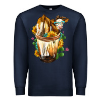 Navy simmental cow bobba cup Premium Sweatshirt - FaDigitalArtStudio