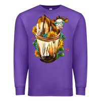Purple simmental cow bobba cup Premium Sweatshirt - FaDigitalArtStudio