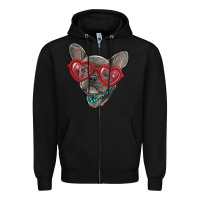Black french bulldog with love glasses Zipper Hoodie - RanaPortraitStore
