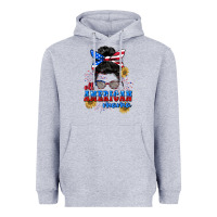 Heather Grey All American Mama 4th of July Heavyweight Hoodie - CowGirlArtShop