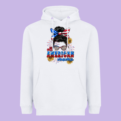 All American Mama 4th Of July Heavyweight Hoodie Designed By Cowgirlartshop