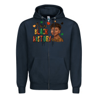 Navy i am black history afro black boy child juneteenth Zipper Hoodie - texasbilliewilder