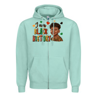 Seafoam i am black history afro black boy child juneteenth Zipper Hoodie - texasbilliewilder